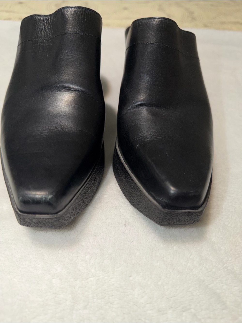 Robert Clergerie Black Leather Square Toe Platform Mule Clogs Size 9.5 - Picture 3 of 9